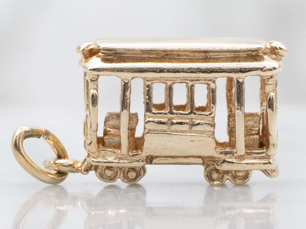 Vintage Yellow Gold Trolley-Car Charm