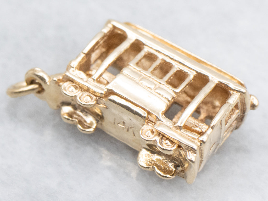 Vintage Yellow Gold Trolley-Car Charm