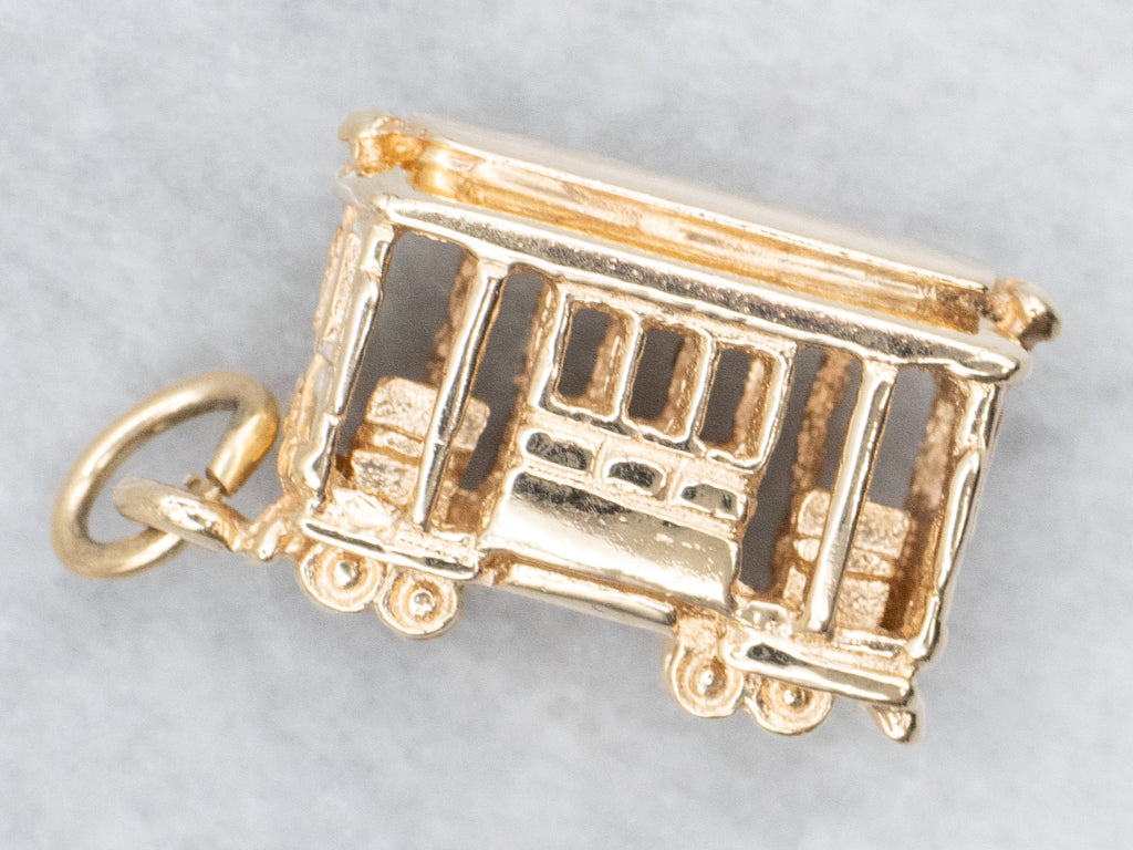 Vintage Yellow Gold Trolley-Car Charm