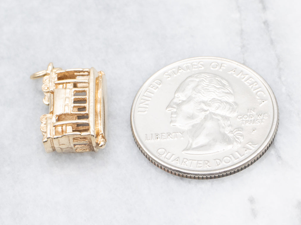 Vintage Yellow Gold Trolley-Car Charm
