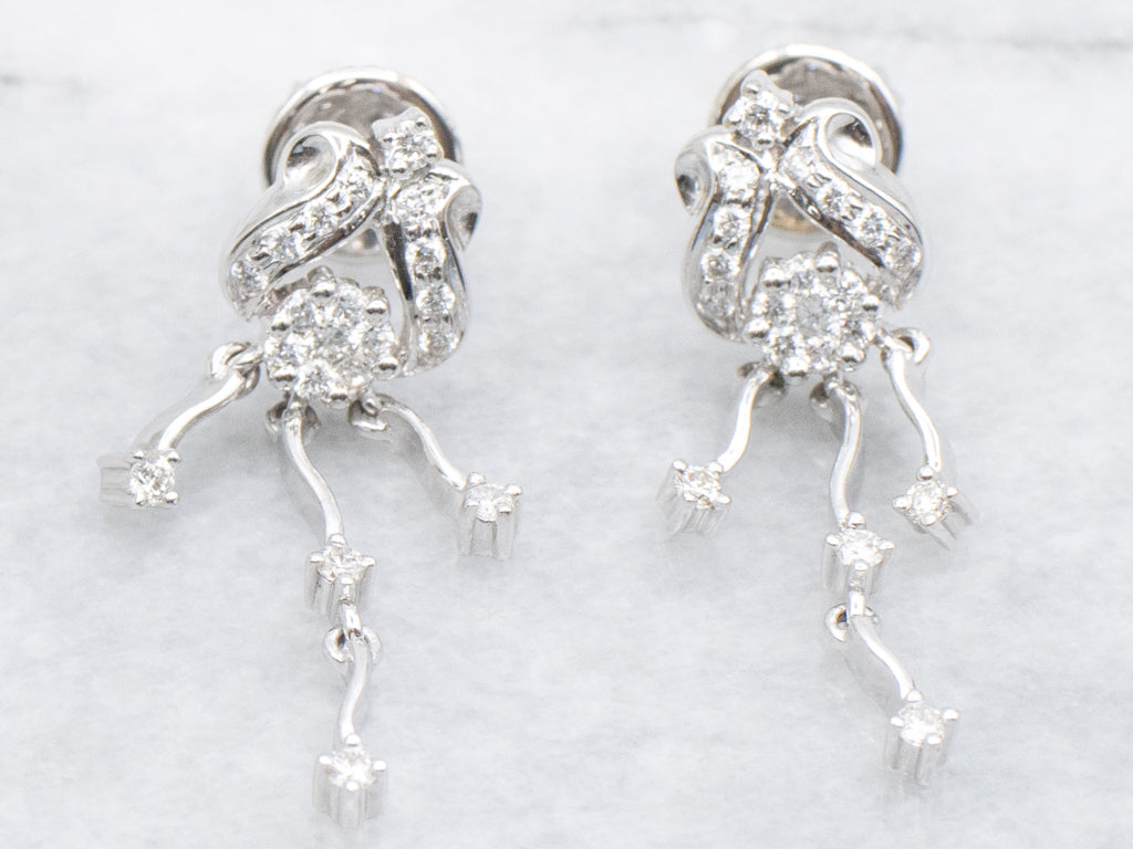 Vintage Style Diamond Chandelier Drop Earrings