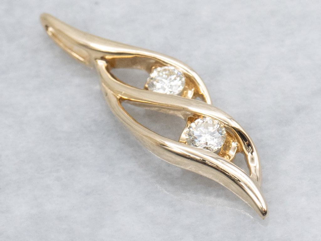 Modern Gold Double-Diamond Pendant