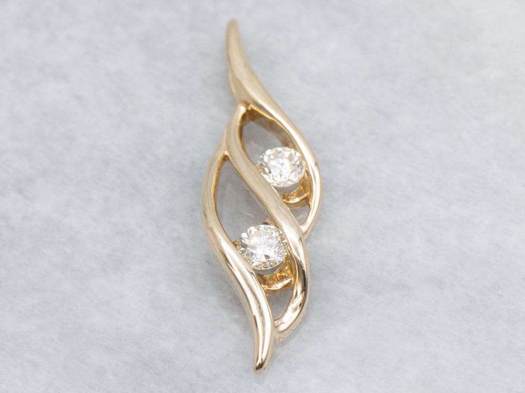 Modern Gold Double-Diamond Pendant