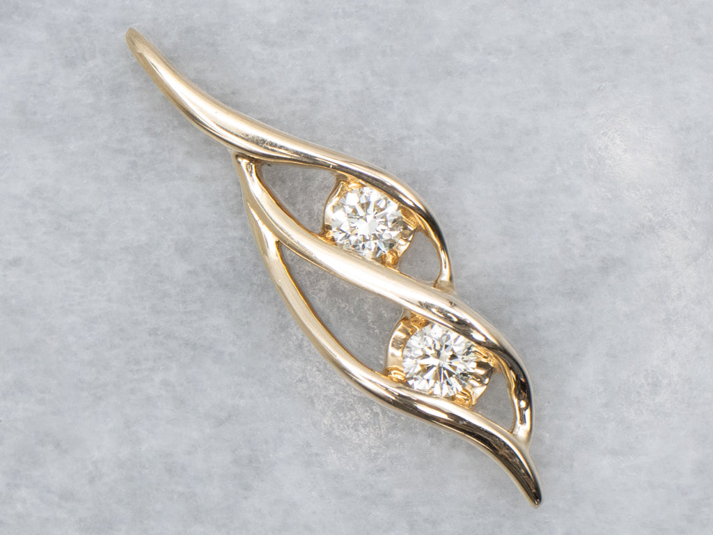 Modern Gold Double-Diamond Pendant