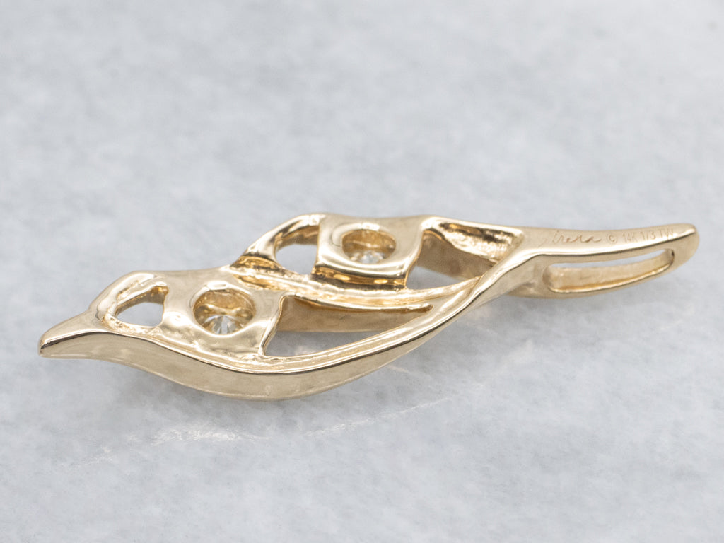 Modern Gold Double-Diamond Pendant