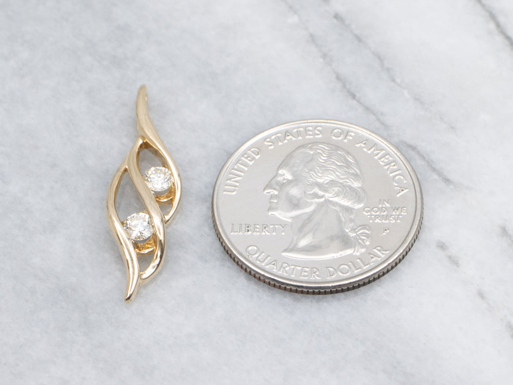 Modern Gold Double-Diamond Pendant