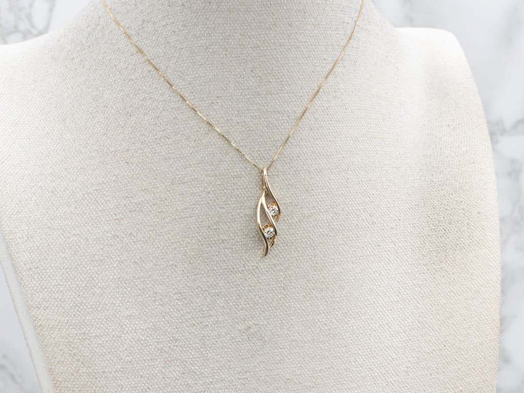 Modern Gold Double-Diamond Pendant