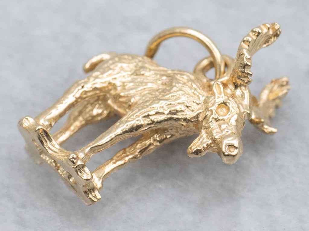 Detailed Yellow Gold Moose Charm