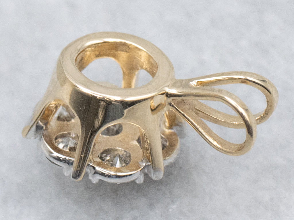 Diamond Cluster Two-Tone Gold Pendant with Split Bail