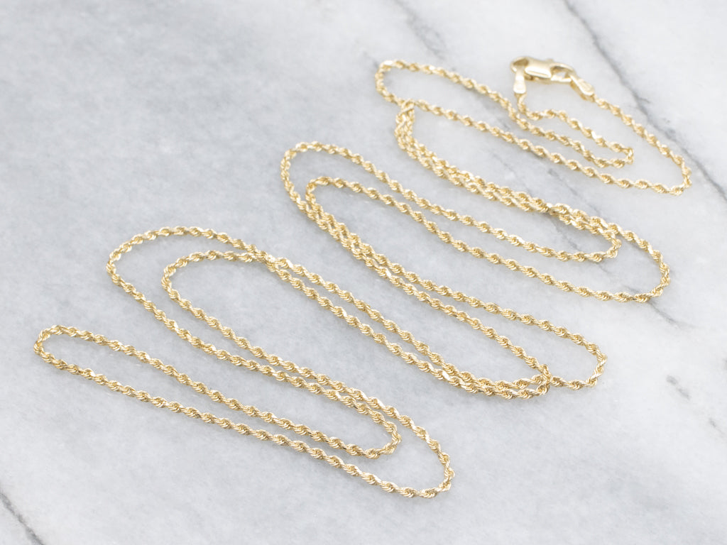 Long Yellow Gold Rope Chain