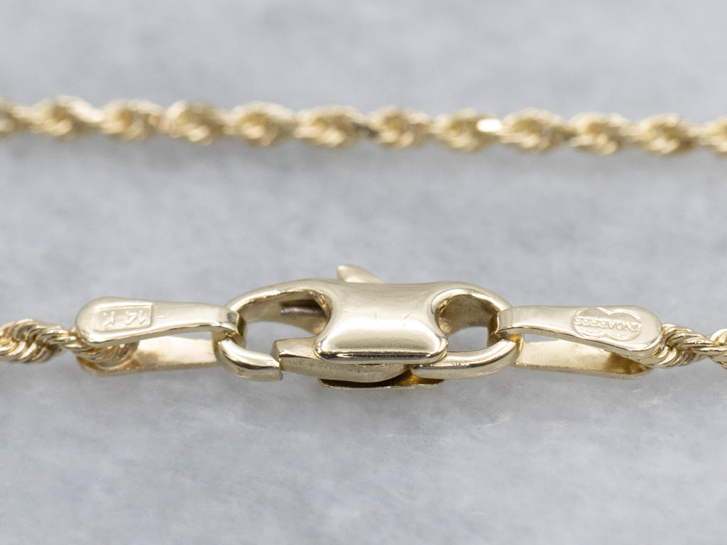 Long Yellow Gold Rope Chain