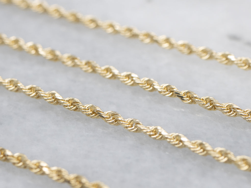 Long Yellow Gold Rope Chain