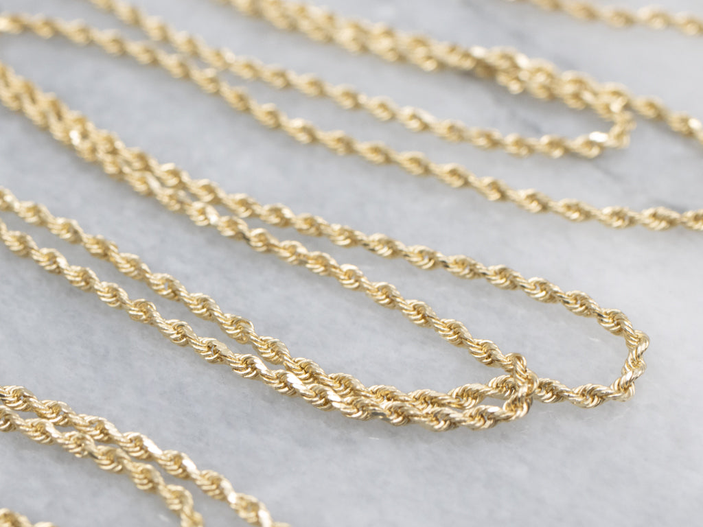 Long Yellow Gold Rope Chain