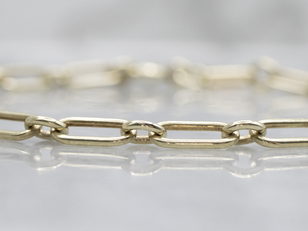 Yellow Gold Paperclip Link Chain Bracelet
