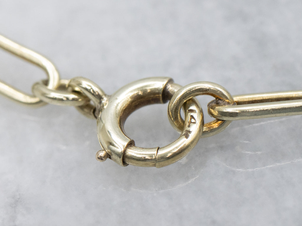 Yellow Gold Paperclip Link Chain Bracelet