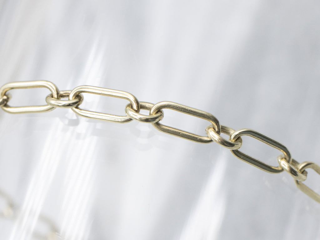 Yellow Gold Paperclip Link Chain Bracelet
