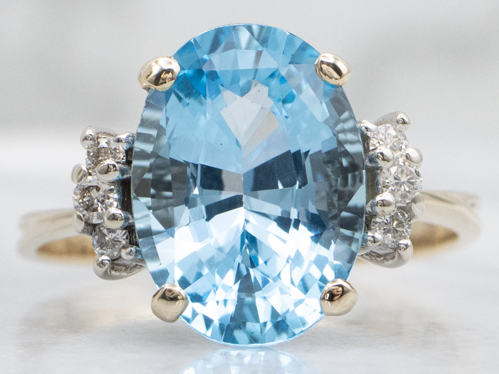 Blue Topaz and Diamond Cocktail Ring