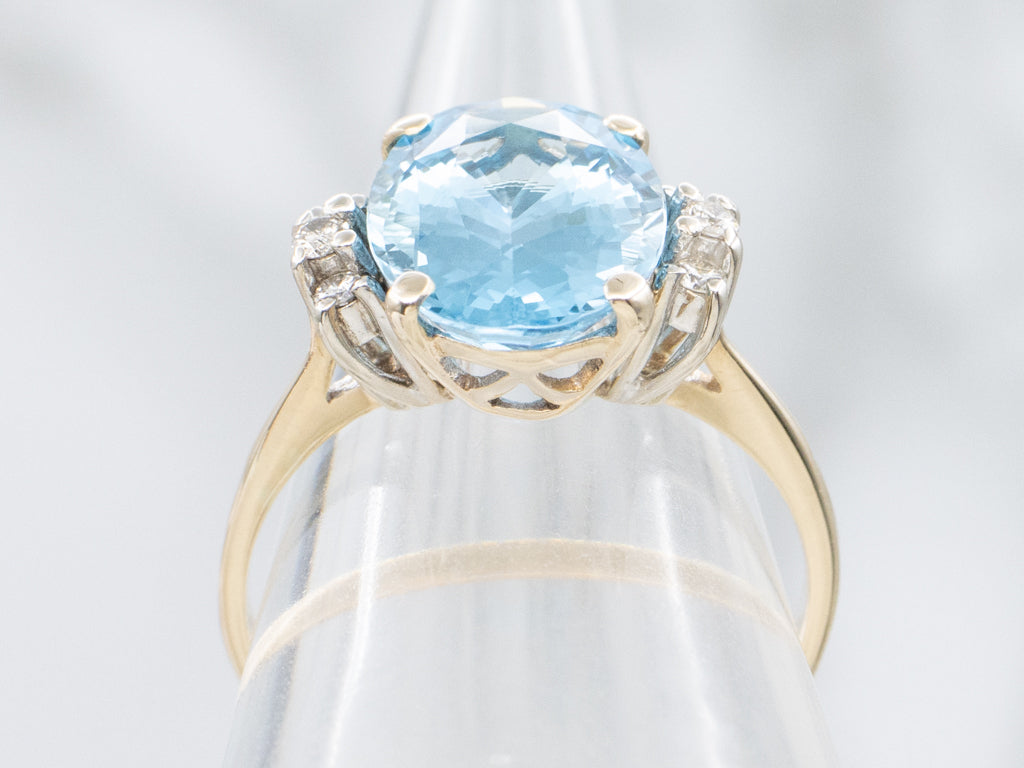 Blue Topaz and Diamond Cocktail Ring