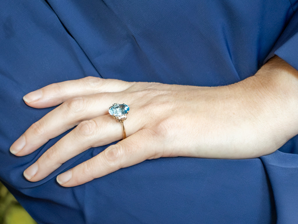 Blue Topaz and Diamond Cocktail Ring