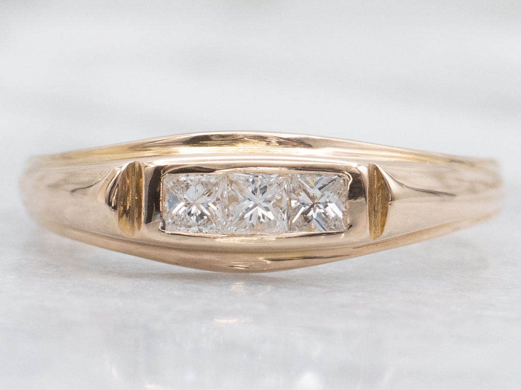 Vintage Gold Triple-Diamond Band