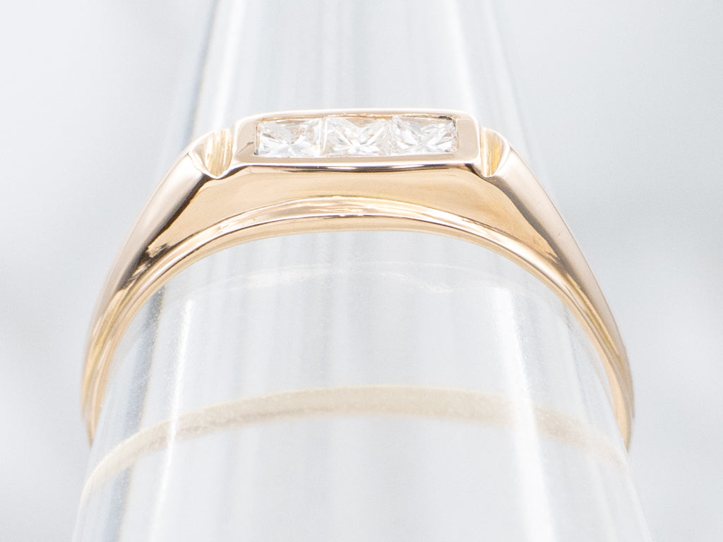 Vintage Gold Triple-Diamond Band