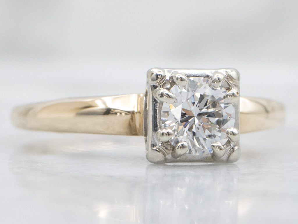 Vintage Brilliant Diamond Solitaire Engagement Ring