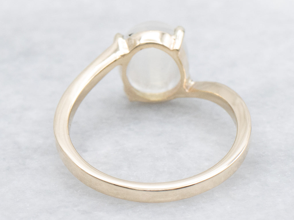 Solitaire Moonstone Simple Gold Bypass Ring