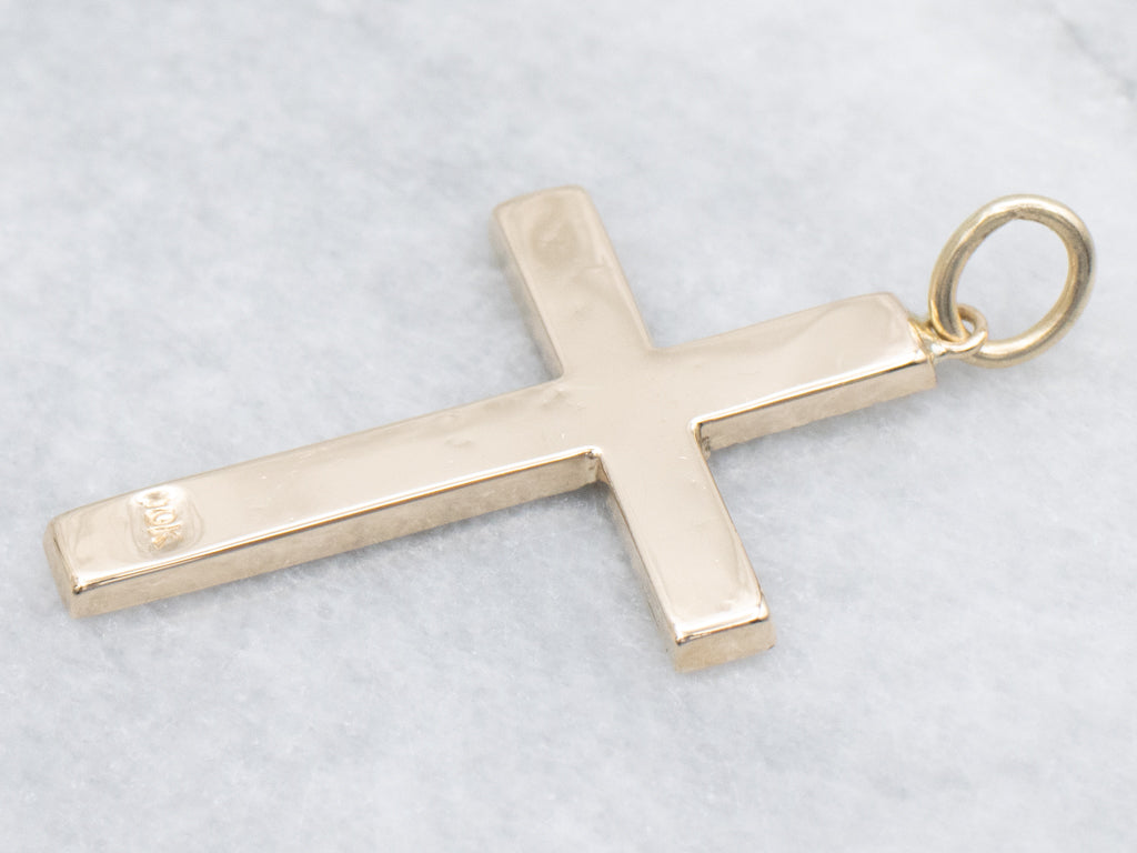 Tri-Color Gold Floral Engraved Cross Pendant