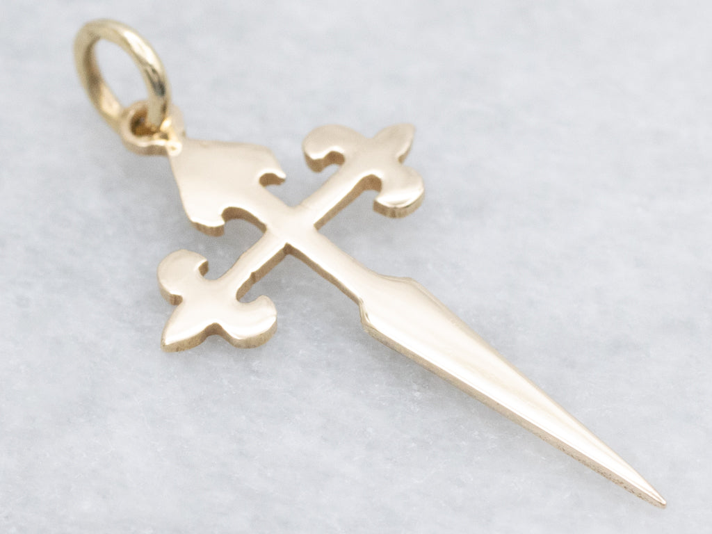 Vintage Yellow Gold Cross of Saint James Pendant
