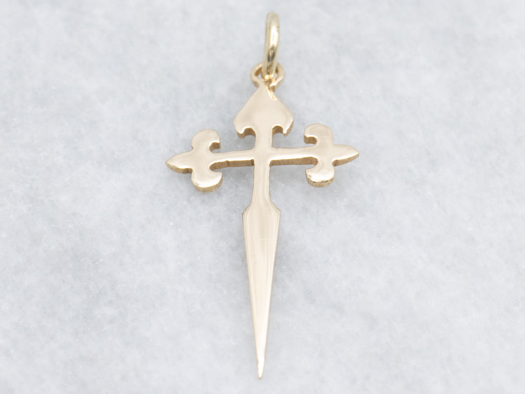Vintage Yellow Gold Cross of Saint James Pendant
