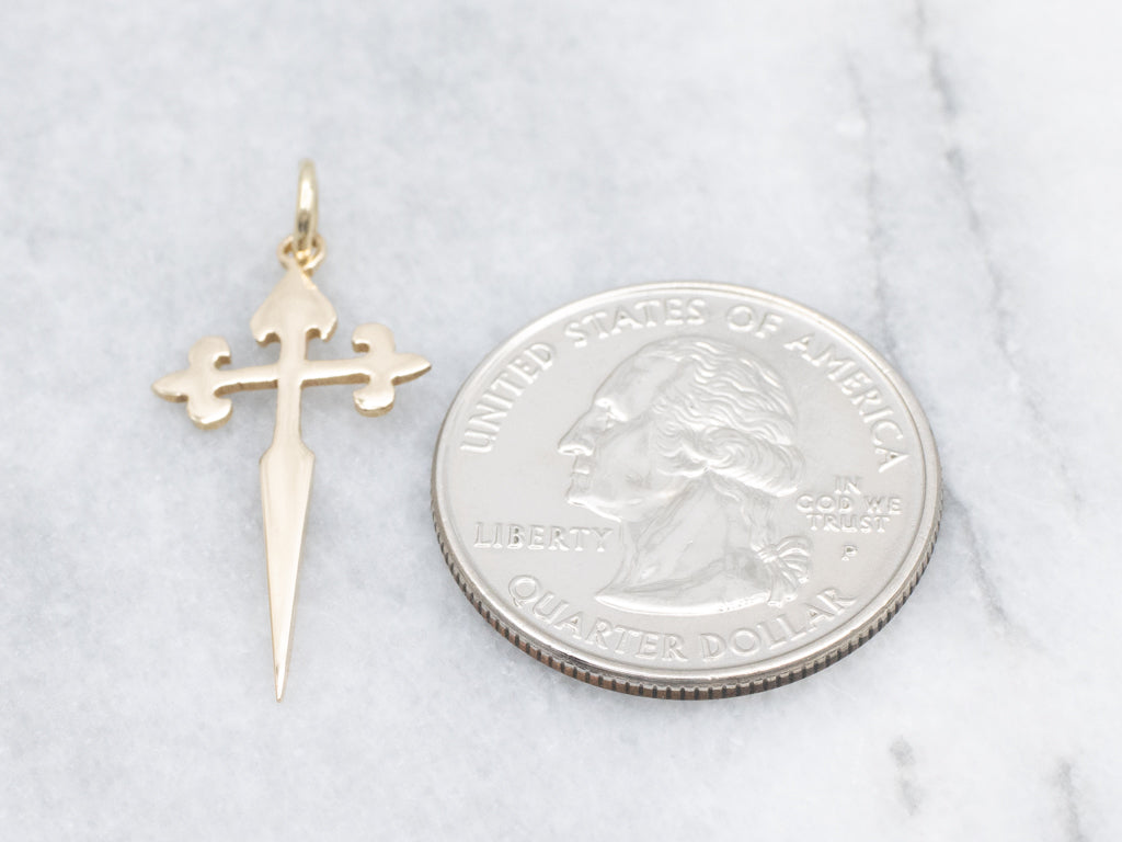 Vintage Yellow Gold Cross of Saint James Pendant