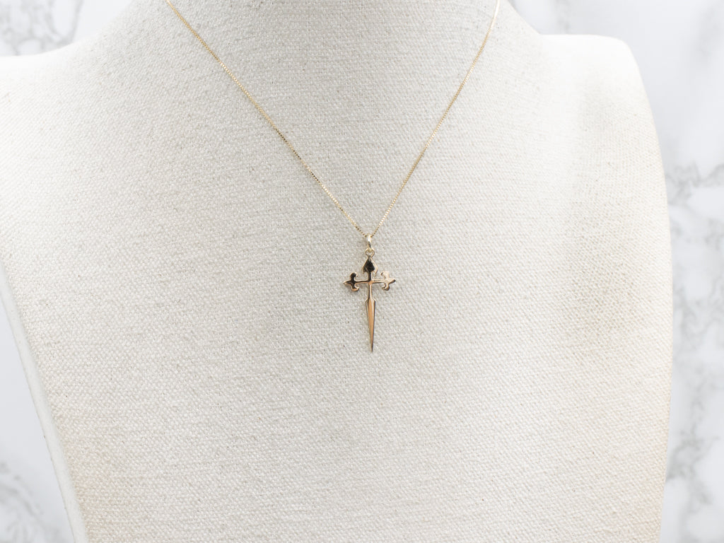 Vintage Yellow Gold Cross of Saint James Pendant