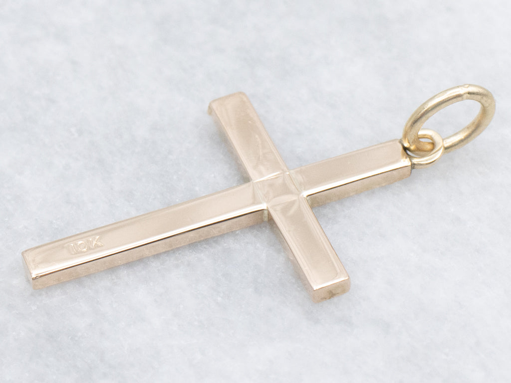 Engraved Vintage Gold Cross Pendant