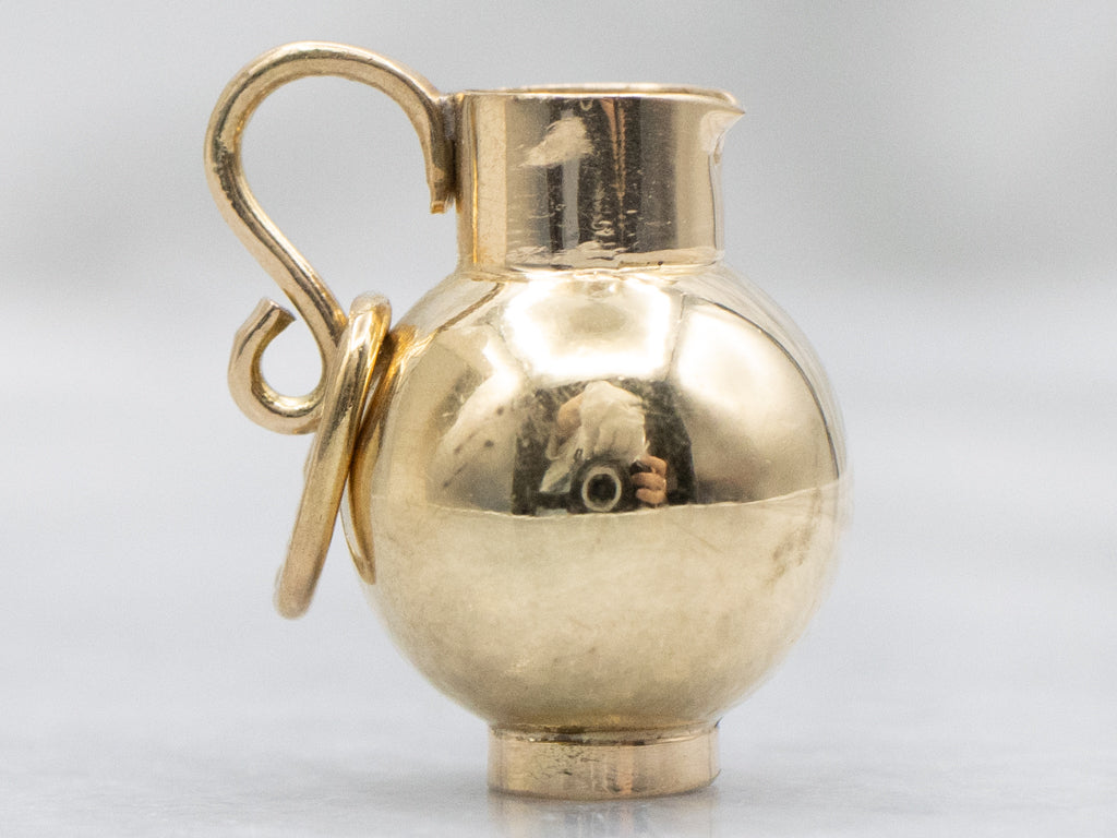 Vintage Yellow Gold Wine Pitcher Charm