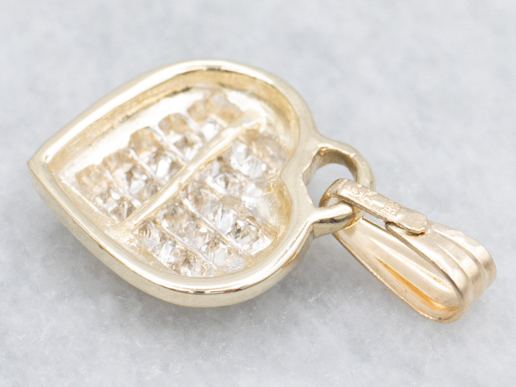 Yellow Gold Diamond Cluster Sweetheart Pendant
