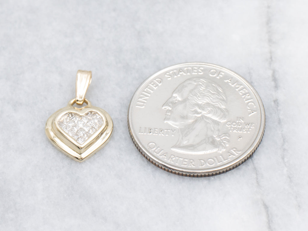 Yellow Gold Diamond Cluster Sweetheart Pendant
