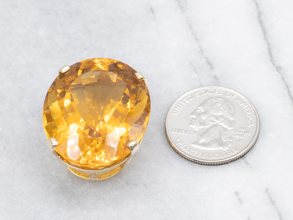 Oversized Citrine and Gold Cocktail Pendant