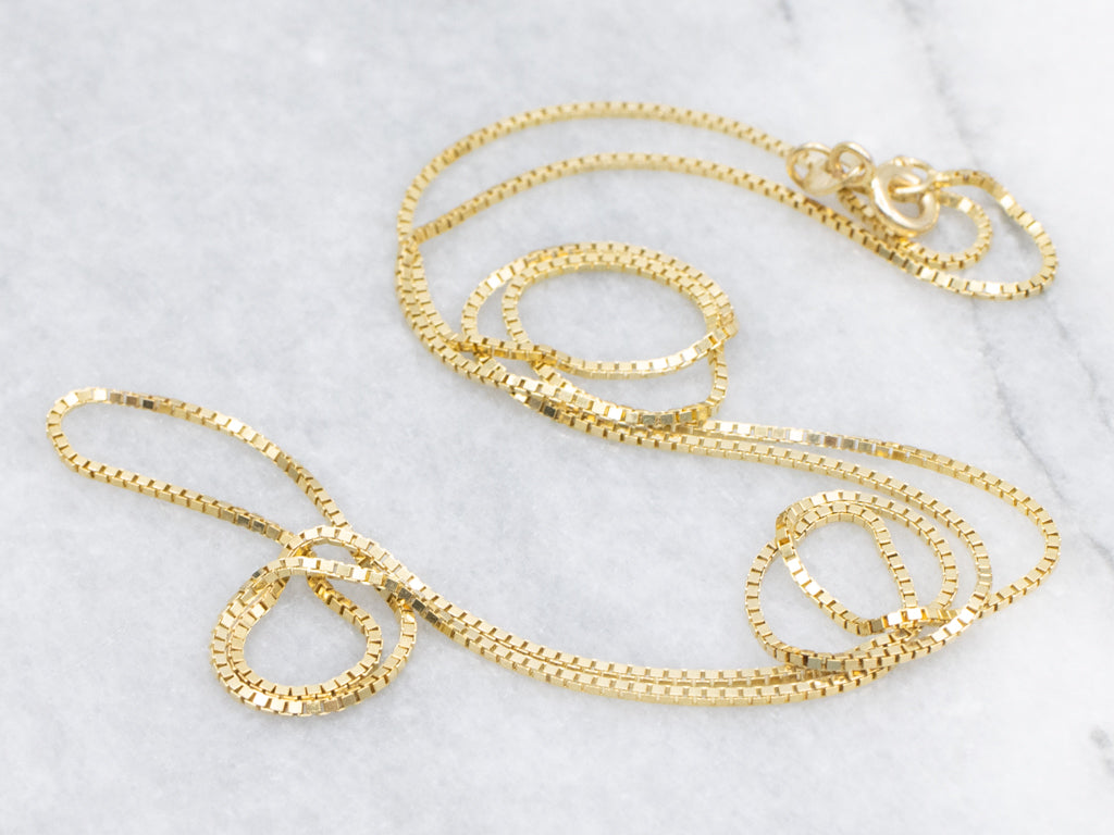 Long Yellow Gold Italian Box Chain