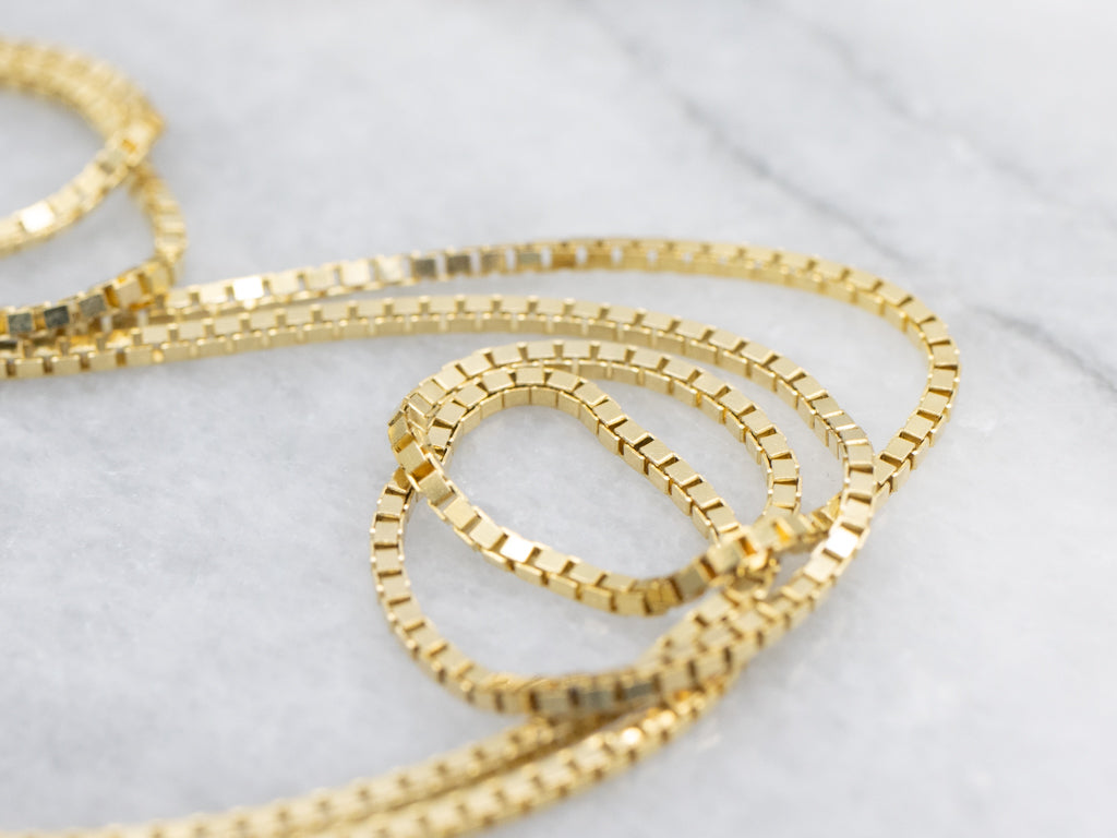 Long Yellow Gold Italian Box Chain