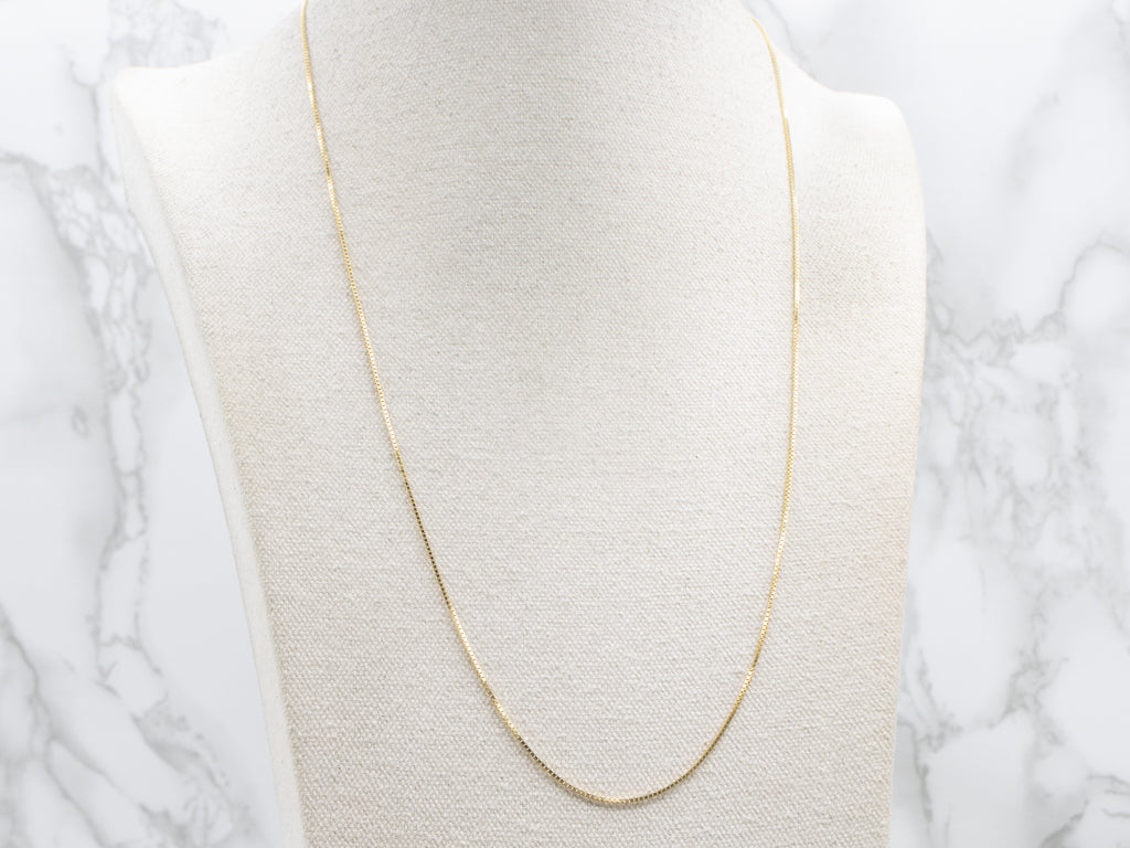 Long Yellow Gold Italian Box Chain