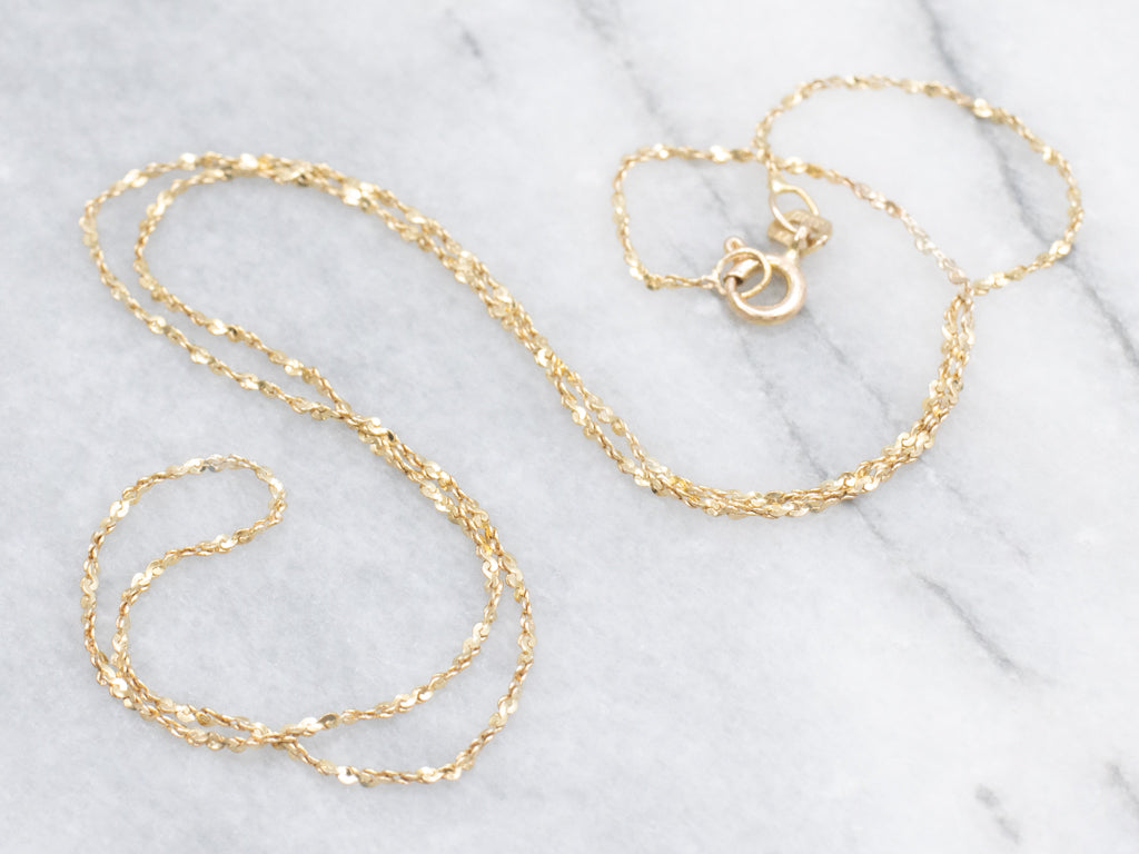 Yellow Gold Krinkle Chain with Spring Ring Clasp