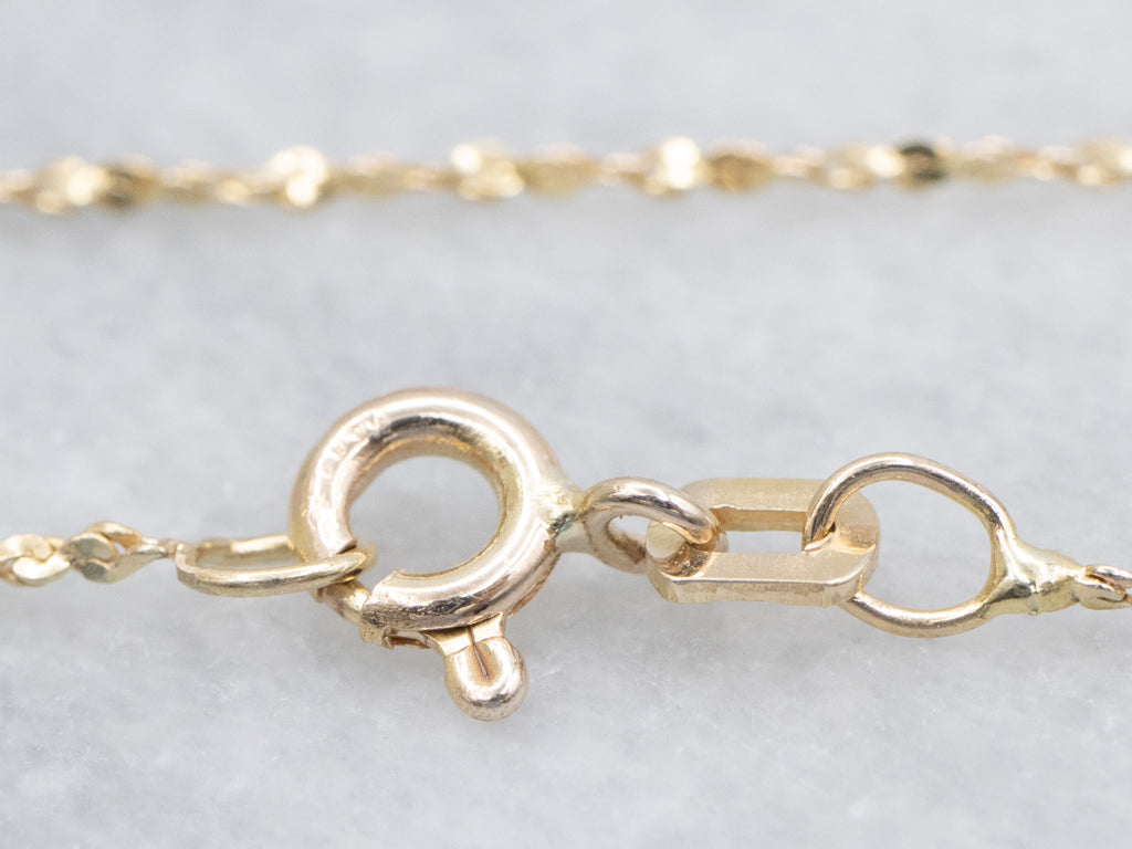 Yellow Gold Krinkle Chain with Spring Ring Clasp