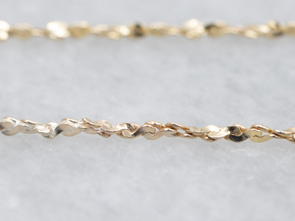 Yellow Gold Krinkle Chain with Spring Ring Clasp