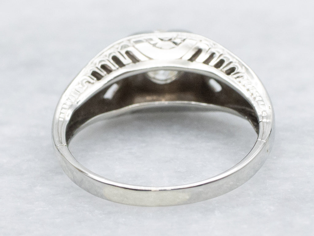 Late Art Deco Old Mine Cut Diamond Engagement Ring