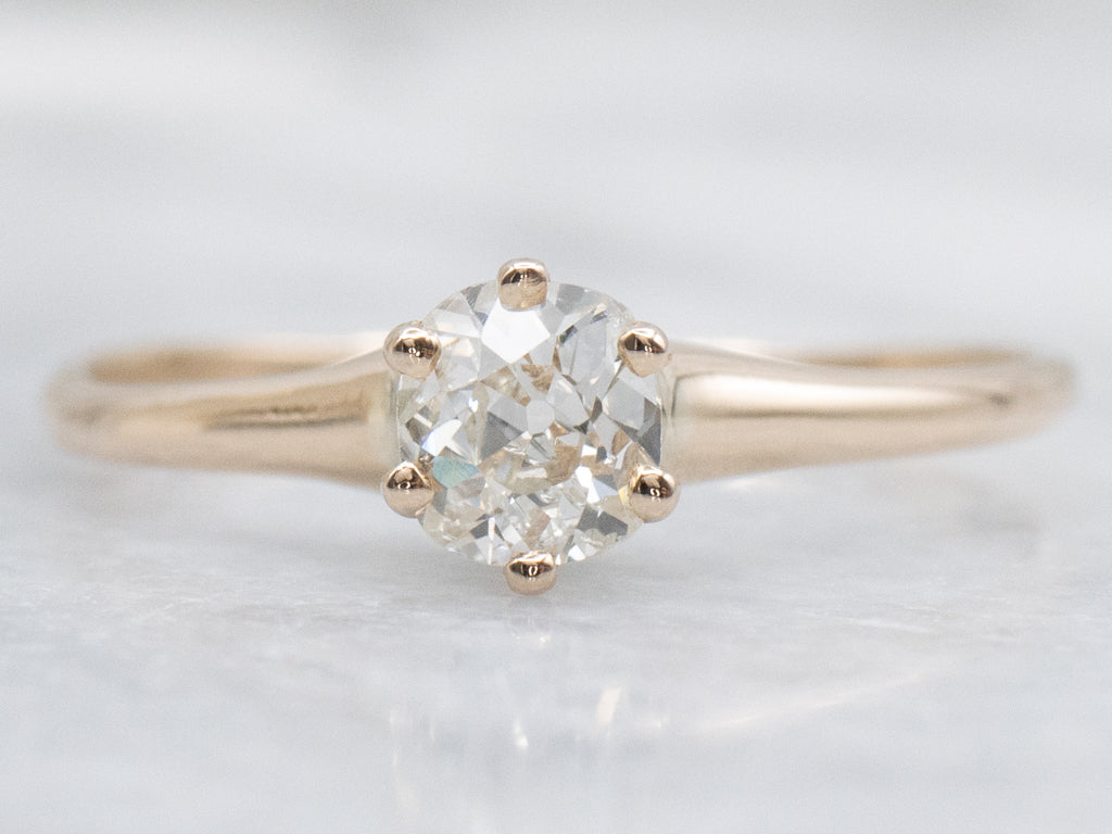 Antique Gold Six-Prong Old Mine Cut Diamond Engagement Ring