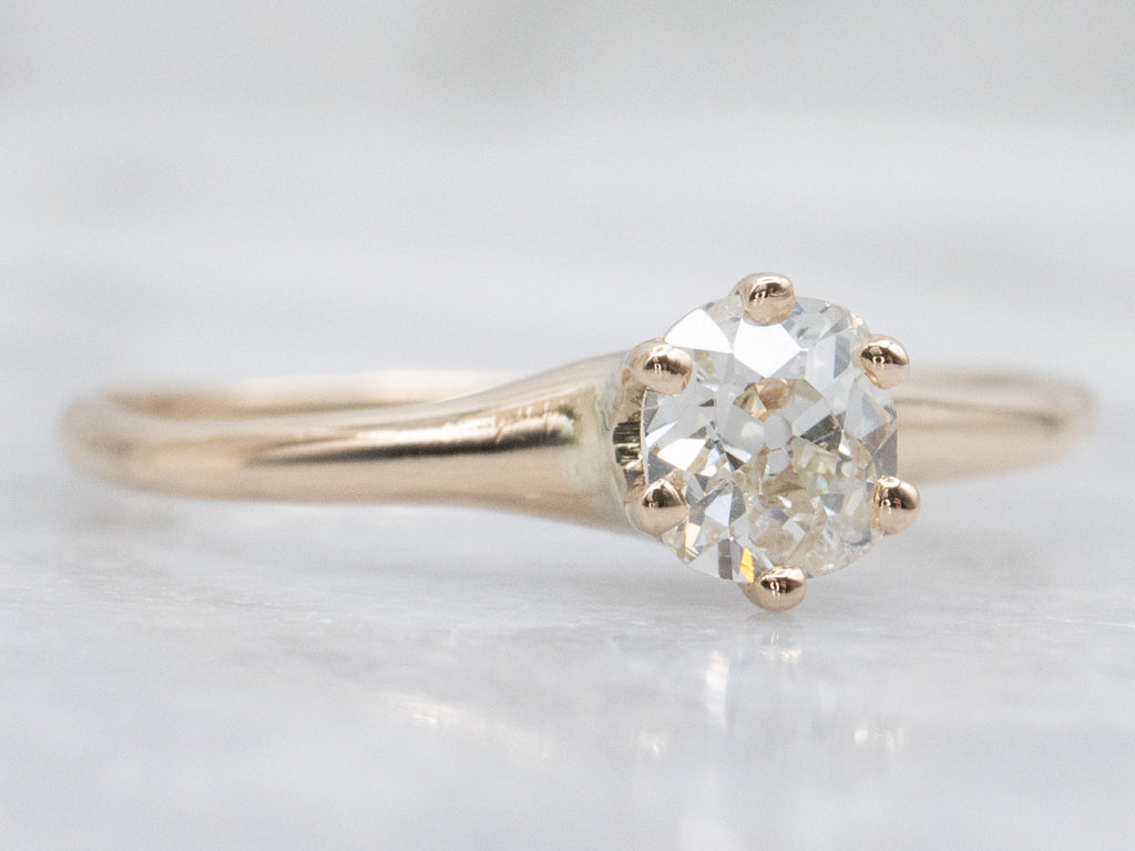 Antique Gold Six-Prong Old Mine Cut Diamond Engagement Ring