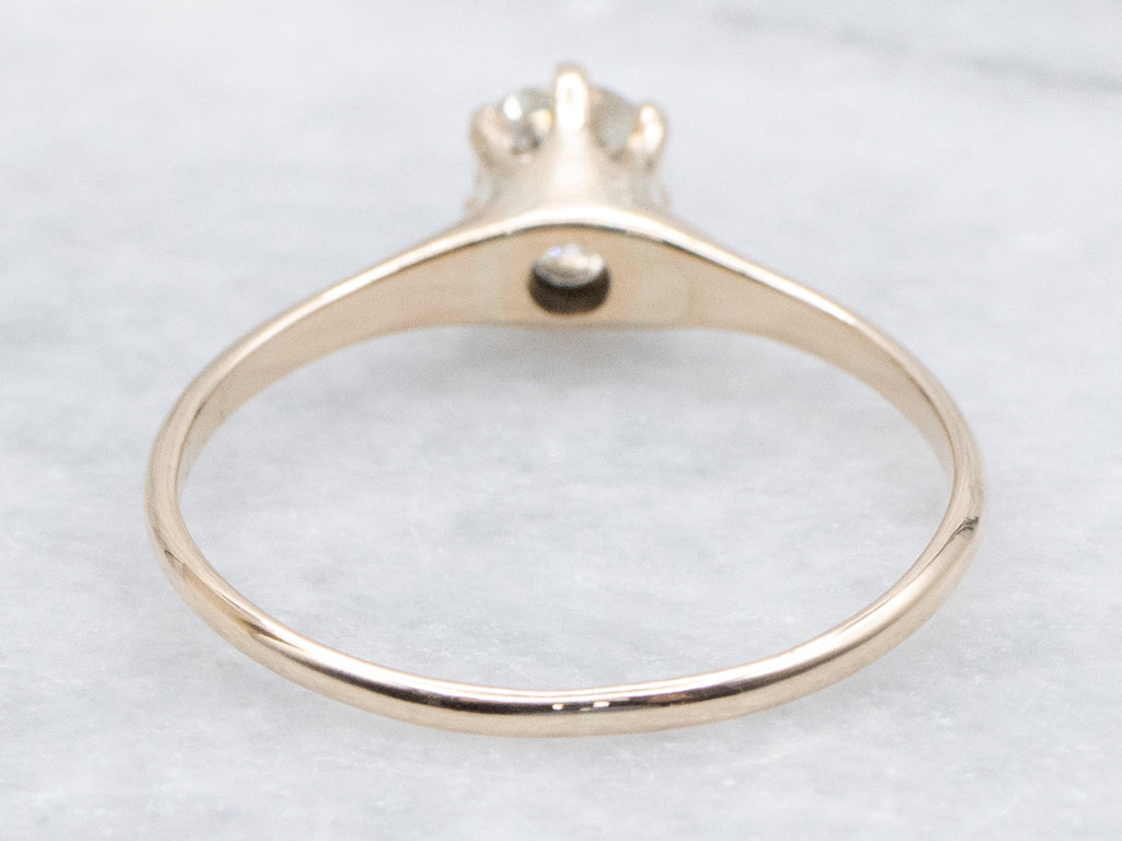 Antique Gold Six-Prong Old Mine Cut Diamond Engagement Ring