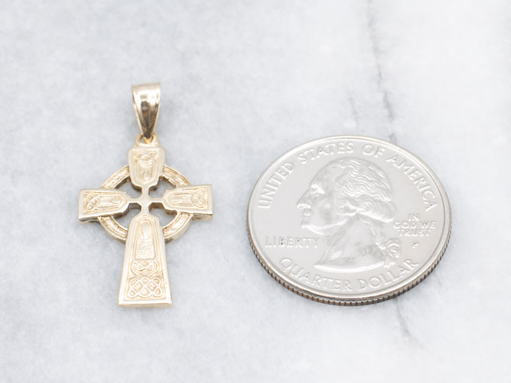 Vintage Gold Unisex Celtic Cross Pendant