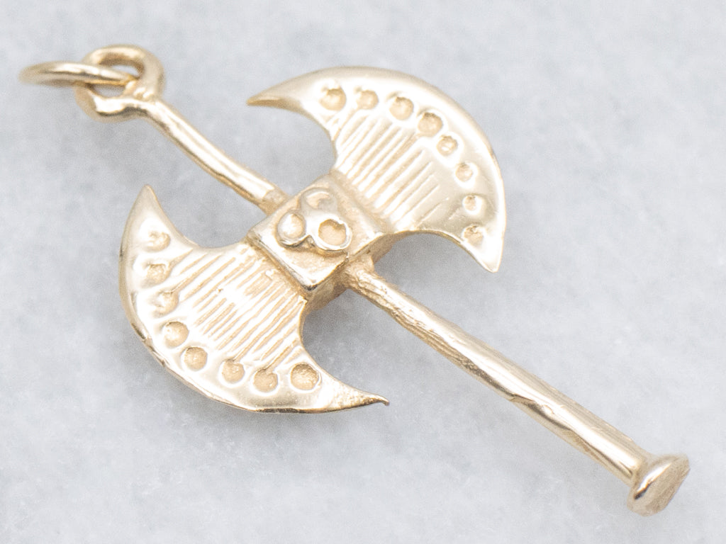 Yellow Gold Minoan Double-Headed Axe Pendant