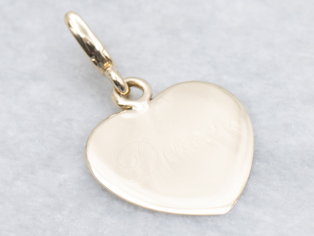 Flat Heart Engraved "Deacon" Gold Pendant
